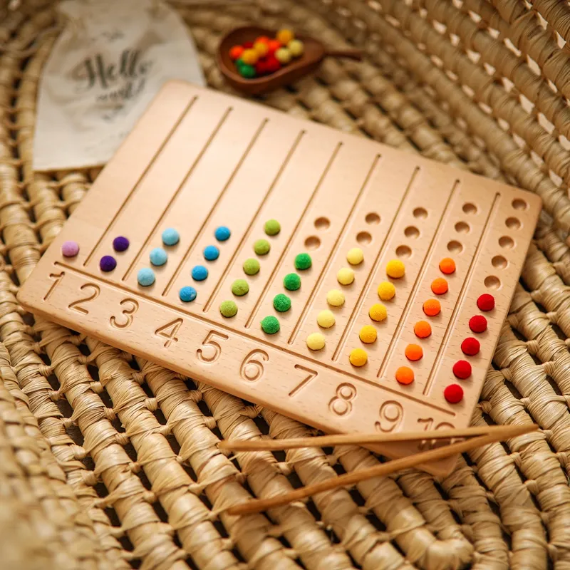 Joc educativ Montessori din lemn, set pentru numeratie de la 1 la 10