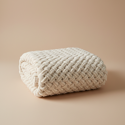 Pătură handmade Alize Puffy Bej pentru bebeluși - 90cm x 90cm