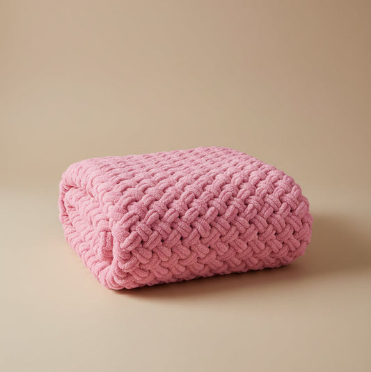 Pătură handmade Alize Puffy Roz pentru bebeluși - 90cm x 90cm
