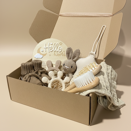 Set cadou “Hello World” pentru nou-născut - Baby Shower Gift 10 piese